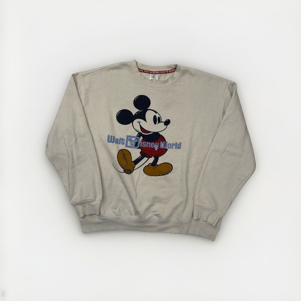 Walt Disney World Classic Mickey Mouse Crewneck Sweatshirt Off White Adult XL